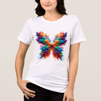 Kleurrijk Vlinder Waterverf Kunst T-shirt | Tril