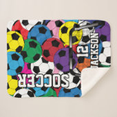 Kleurrijk Voetbal collage met tekst Sherpa Deken (Voorkant (horizontaal))