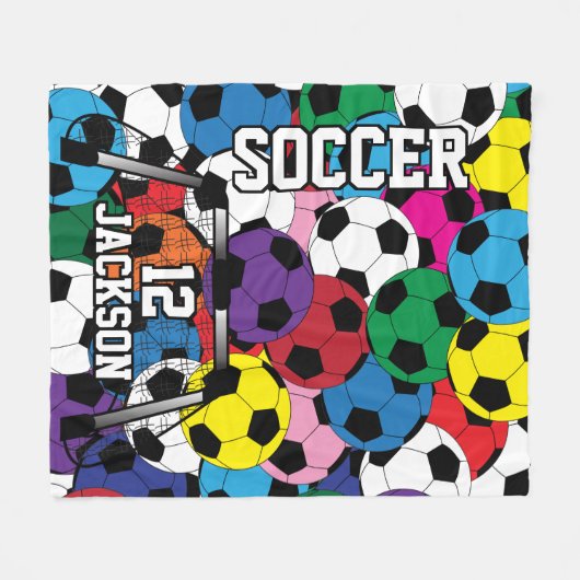 Kleurrijk Voetbal met DIY-tekst Fleece Deken (Voorkant (Horizontaal))