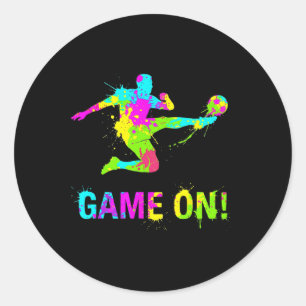 Kleurrijk Voetbal Sport Motief Met Verfspat Loo Ronde Sticker