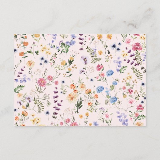 Kleurrijk voorjaar Wildbloem Tuin Diaper Raffle Informatiekaartje (Achterkant)