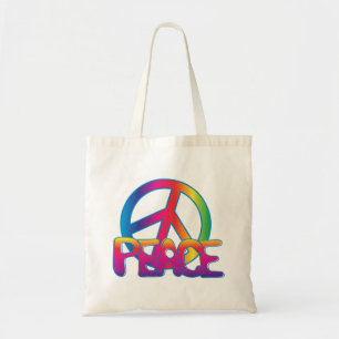 Kleurrijk vredessymbool boodschappentas tote bag