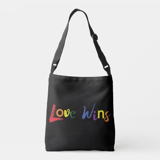 Kleurrijk, vrolijk, creatief design van Love Wins Crossbody Tas (Achterkant)