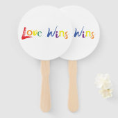 Kleurrijk, vrolijk, creatief design van Love Wins Handwaaier (Voorkant en achterkant)