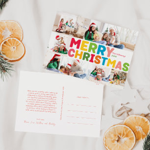 Kleurrijk vrolijk kerstjaar in Review 6 Foto Feestdagenkaart