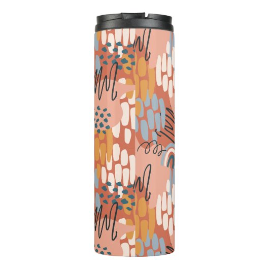 kleurrijk vrouwelijk abstract mozaïek thermosbeker (Achterkant)