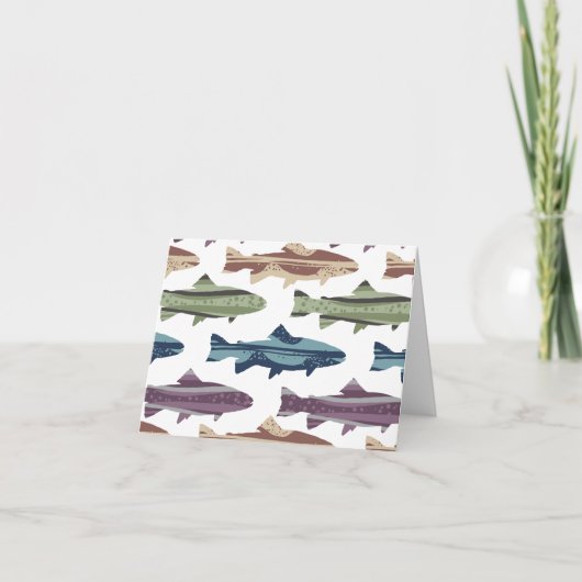 Kleurrijk vun forel vispatroon bedankkaart (Voorkant)