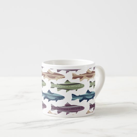 Kleurrijk vun forel vispatroon espresso kop (Voorkant rechts)