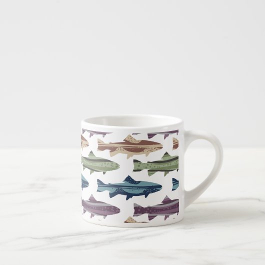 Kleurrijk vun forel vispatroon espresso kop (Rechts)
