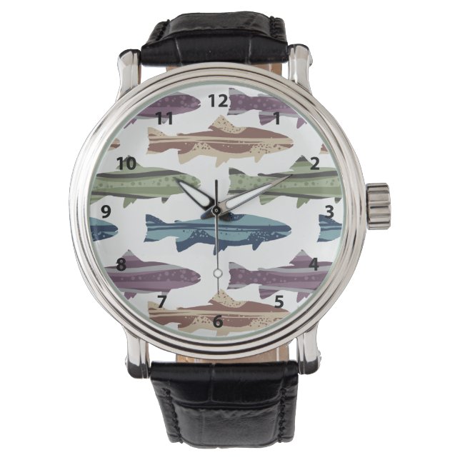 Kleurrijk vun forel vispatroon horloge (Voorkant)