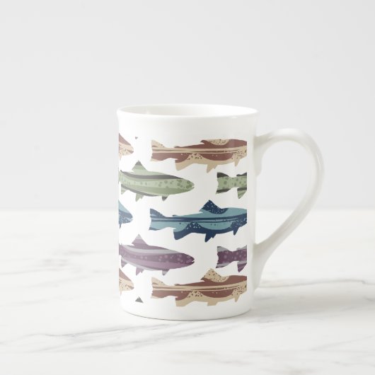 Kleurrijk vun forel vispatroon porselein kop (Rechts)