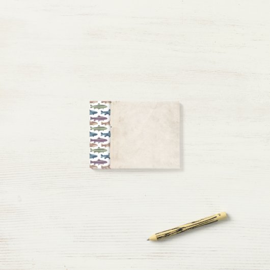 Kleurrijk vun forel vispatroon post-it® notes (Op bureau)
