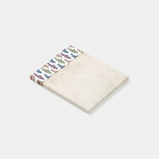 Kleurrijk vun forel vispatroon post-it® notes (Schuin)