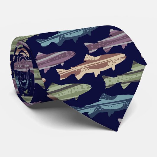 Kleurrijk vun forel vispatroon stropdas (Opgerold)