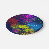 Kleurrijk vuurwerk grappig uniek papieren bordje (Gekanteld)
