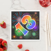 Kleurrijk vuurwerk + regenboogpatroon "13" Event # Servet (Insitu)