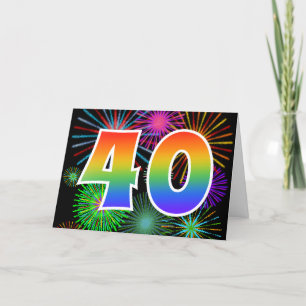 Kleurrijk vuurwerk + regenboogpatroon "40" Event # Kaart