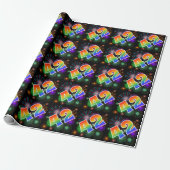 Kleurrijk vuurwerk + regenboogpatroon "42" Event # Cadeaupapier (Uitgerold)