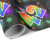 Kleurrijk vuurwerk + regenboogpatroon "42" Event # Cadeaupapier (Rol Hoek)