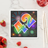 Kleurrijk vuurwerk + regenboogpatroon "42" Event # Servet (Insitu)