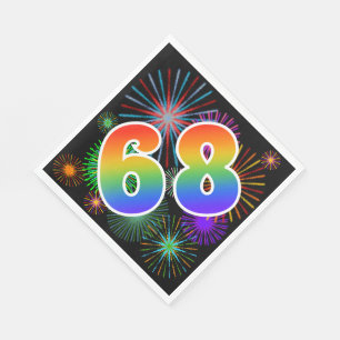 Kleurrijk vuurwerk + regenboogpatroon "68" Eveneme Servet