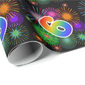 Kleurrijk vuurwerk + regenboogpatroon "6" Event # Cadeaupapier (Rol Hoek)