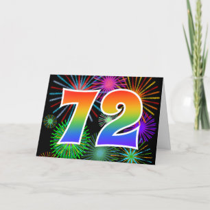 Kleurrijk vuurwerk + regenboogpatroon "72" Event # Kaart