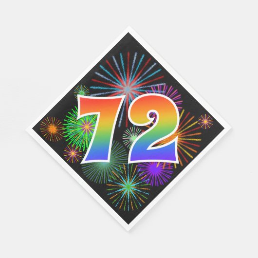 Kleurrijk vuurwerk + regenboogpatroon "72" Event # Servet (Hoek)