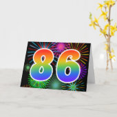 Kleurrijk vuurwerk + regenboogpatroon "86" Event # Kaart (Gele Bloem)