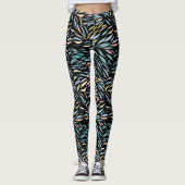 Kleurrijk Waterverf Abstract lederen patroon Leggings (Voorkant)