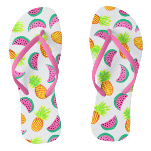 kleurrijk waterverf anananas watermeloenpatroon teenslippers