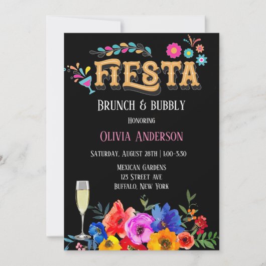 Kleurrijk Waterverf Bloemen Fiesta Brunch & Mouss Kaart (Voorkant)