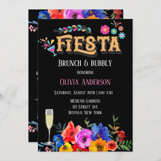 Kleurrijk Waterverf Bloemen Fiesta Brunch & Mouss Kaart (Voorkant / Achterkant)