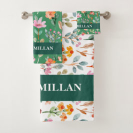 Kleurrijk waterverf bloemmotief Bad Handdoek