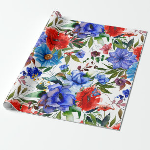 Kleurrijk Waterverf Bloemmotief Cadeaupapier