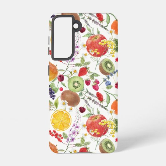 Kleurrijk Waterverf Fruit- en baardpatroon Samsung Galaxy Hoesje (Achterkant)