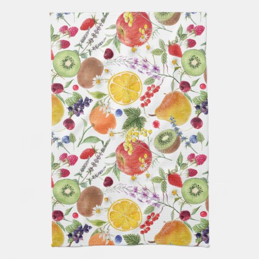 Kleurrijk Waterverf Fruit- en baardpatroon Theedoek (Verticaal)