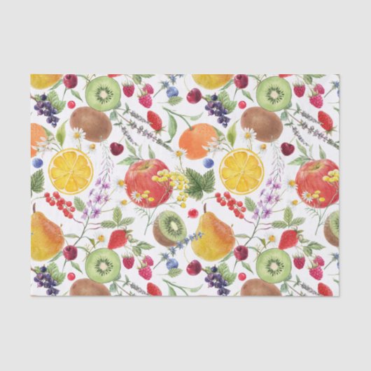 Kleurrijk Waterverf Fruit- en baardpatroon Tissuepapier (Voorkant)