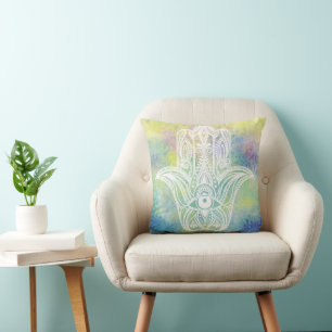 Kleurrijk Waterverf Hamsa Symbool Kussen