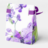 Kleurrijk waterverf-orchideeontwerp met monogram bedankdoosjes (Achterkant)