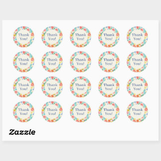 Kleurrijk Waterverf Pastel Bloemmotief Ronde Sticker