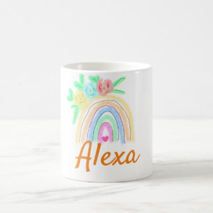 Kleurrijk waterverf regenboog boho bloemstuk voeg koffiemok
