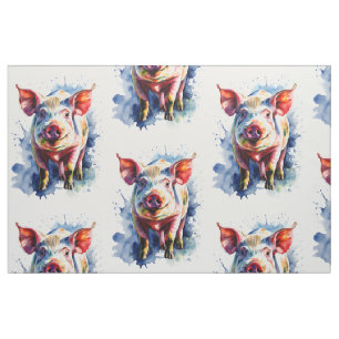 kleurrijk Waterverf varken Stof