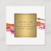 Kleurrijk Waterverf Verf het goudkleurige etiket Vierkante Visitekaartje (Achterkant)