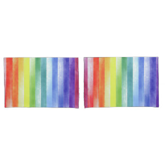 Kleurrijk Waterverf Verticaal regenboogpatroon | Kussensloop
