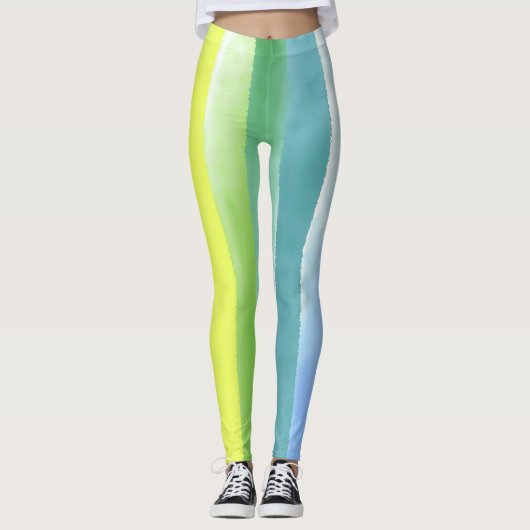 Kleurrijk Waterverf Verticaal regenboogpatroon | Leggings (Voorkant)