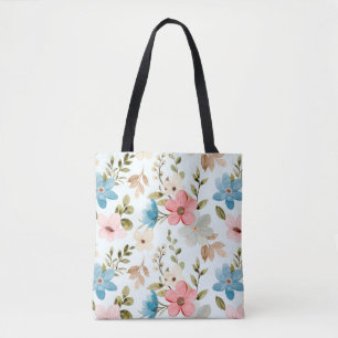 Kleurrijk Waterverf Wilde Bloemen Patroon Draagtas