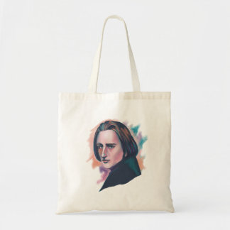 Kleurrijk Waterverfportret van Liszt met Citaat Tote Bag