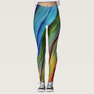 Kleurrijk WAVY-ontwerp in blauw en Blauwgroen Leggings