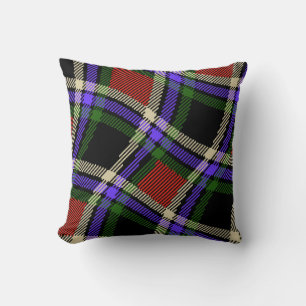 Kleurrijk Wavy Tartan Patroon Groen Rood Paars Wit Kussen